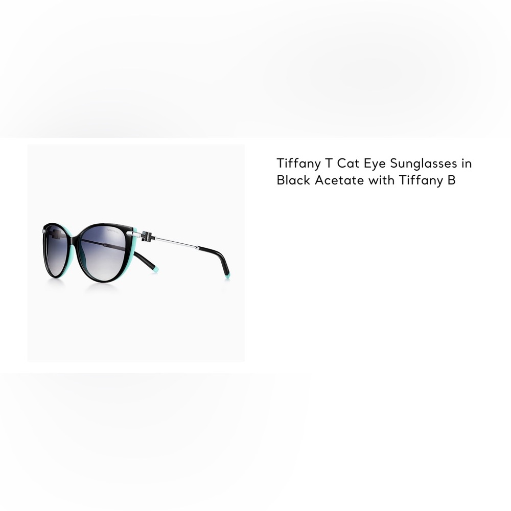 AUTHENTIC TIFFANY - T Cat Eye Sunglasses in Black Acetate with Tiffany B